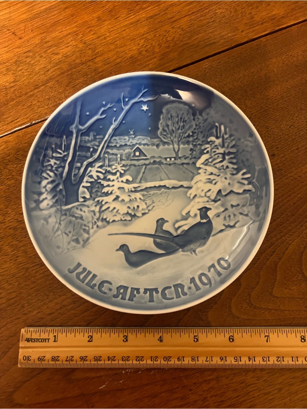 Bing-Grondahl Blue Winter Scene Decorative Wall Plate - Jul-Aften 1970